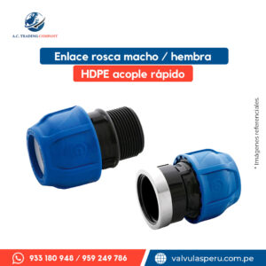 Enlace macho hembra HDPE a compresión