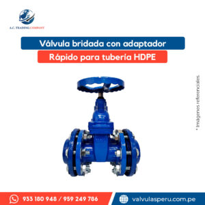 Válvula compuerta bridada con adaptador rápido para tubería HDPE
