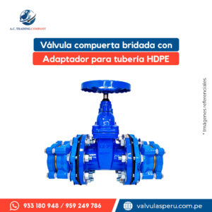 Válvula compuerta bridada con adaptador para tubería HDPE