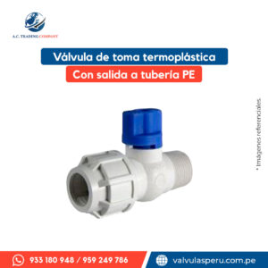 Válvula de toma termoplástica con salida a tubería PE
